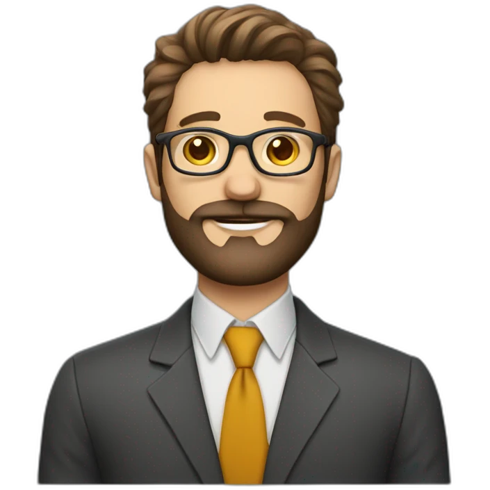 Profesor con pelo moreno, barba y gafas emoji