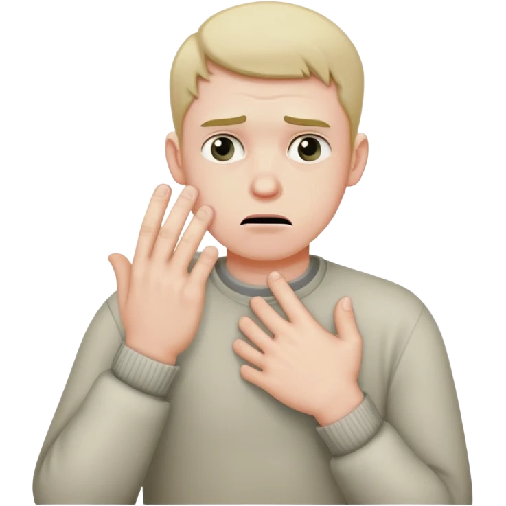 guy crossing his hand chocking himself w an annoyed face emoji