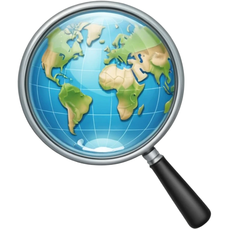 Magnifying glass warping the world inside it emoji