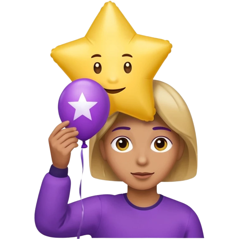 holding purple yellow star balloon emoji