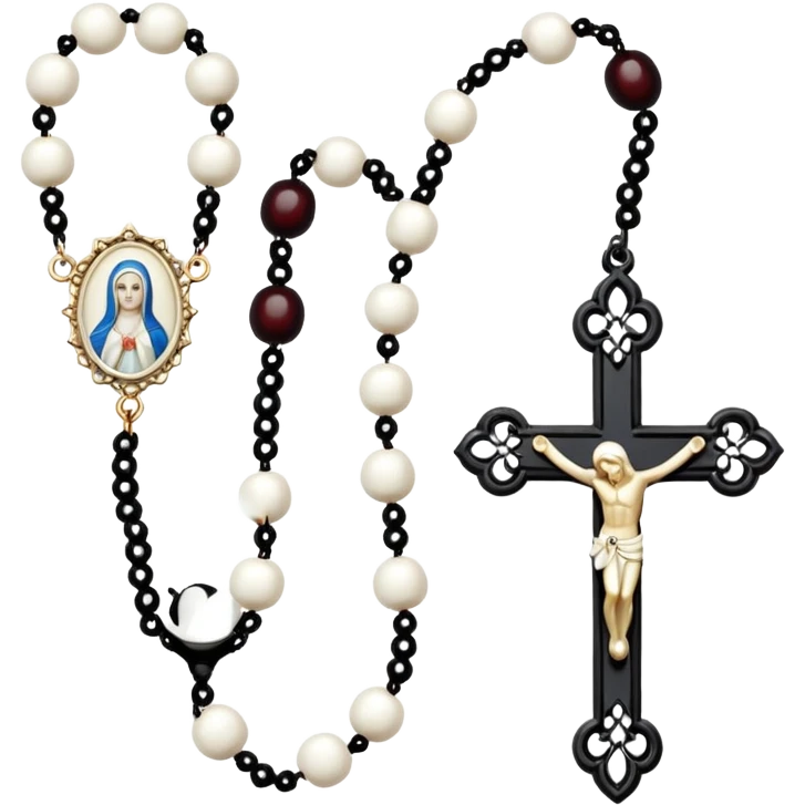 Gothic white rosary with white beads emoji