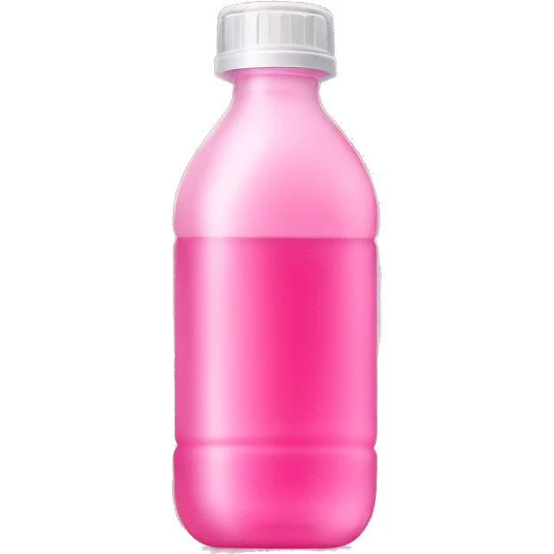 plastic bottle with crystaline pink liquid emoji