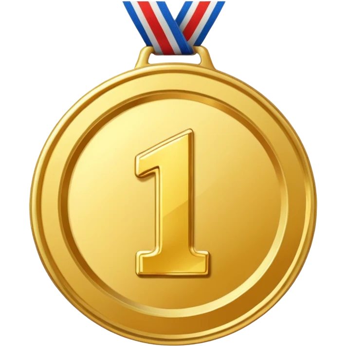 a gold medal with a number 1 emoji