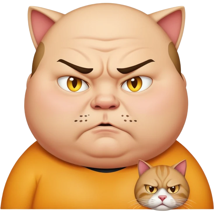 fat guy with a mad cat  emoji