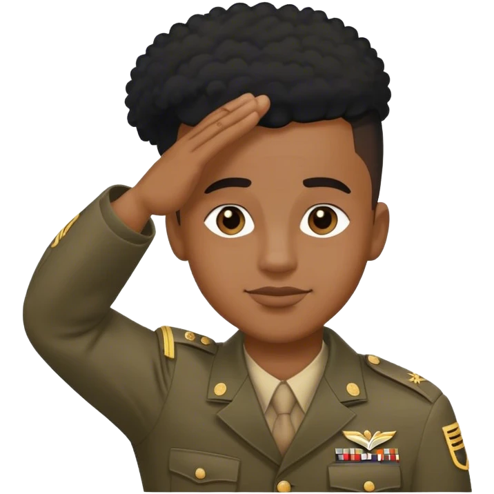 Black marine with low fade saluting emoji