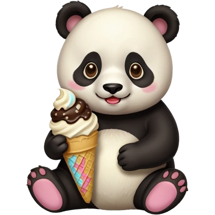 Panda eating ice cream emoji