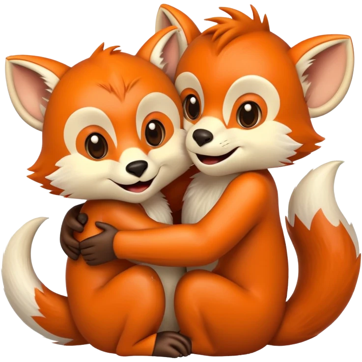 Fox and monkey hugging emoji