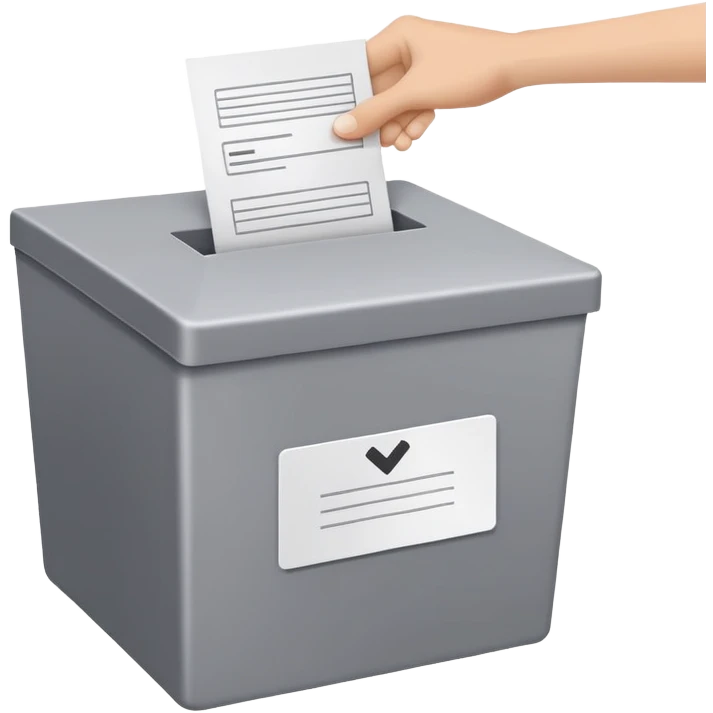 ballot box with voting paper being inserted emoji