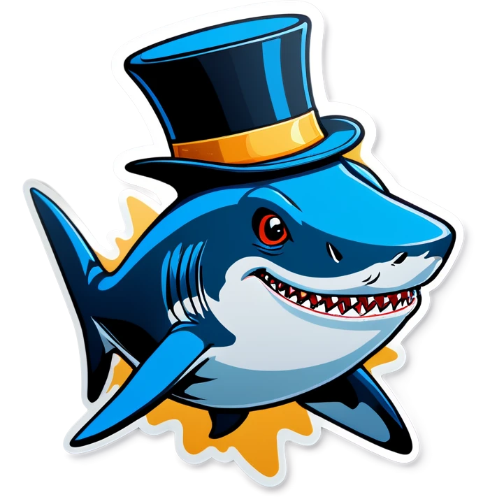 Shark with a top hat emoji