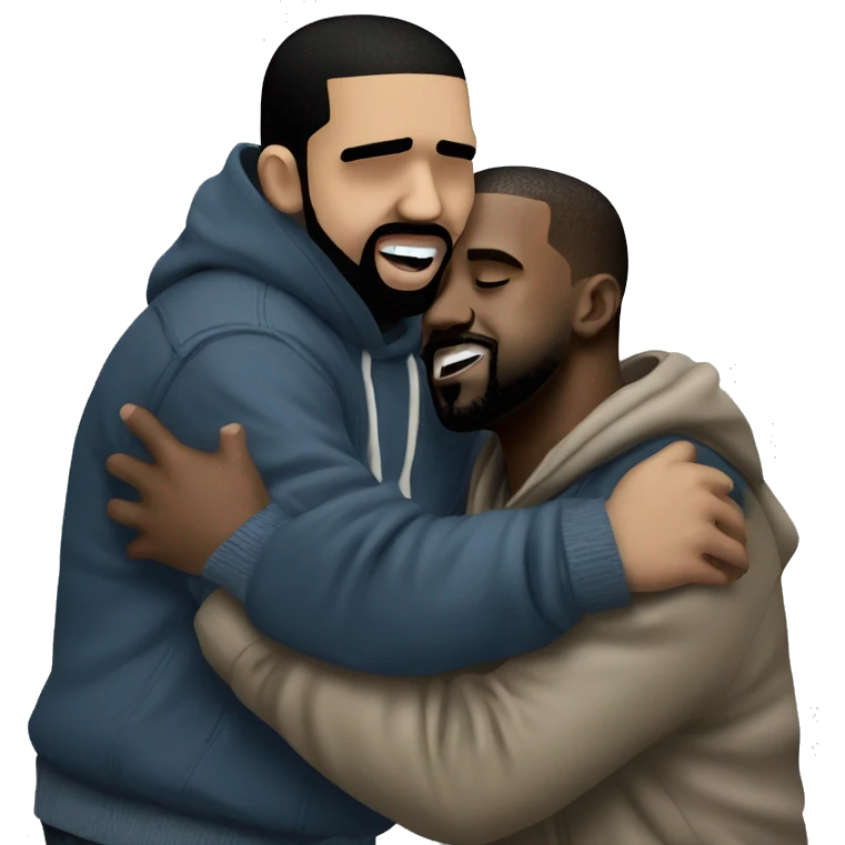 Kanye west and drake hug while drake cries emoji