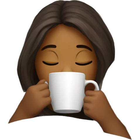 girl inside a blanket sipping coffee eyes closed white skin emoji