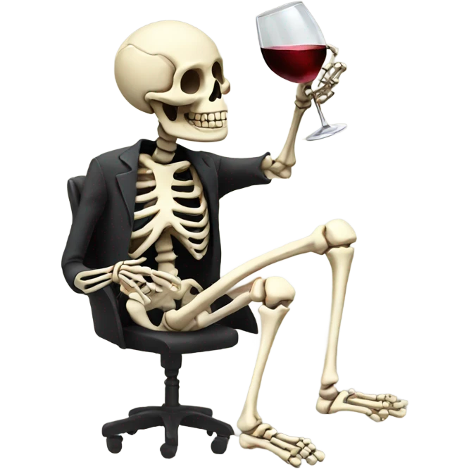 Skeleton drinking wine emoji