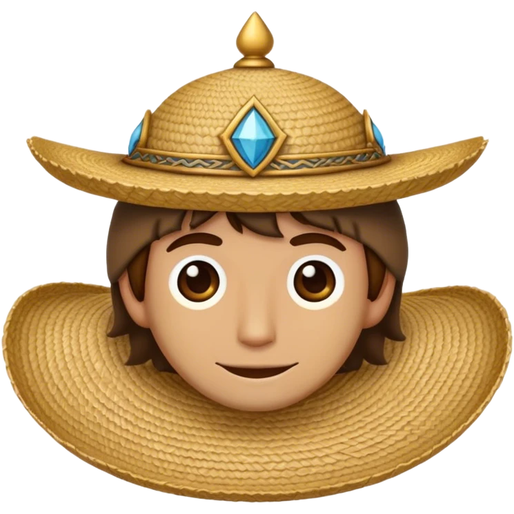 Medieval male straw hat with circular crown emoji