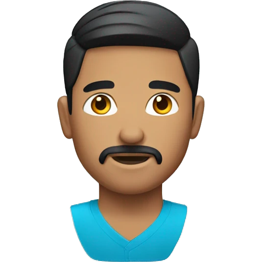 male navajo. black straight short hair. goatee and mustache. blue button  emoji