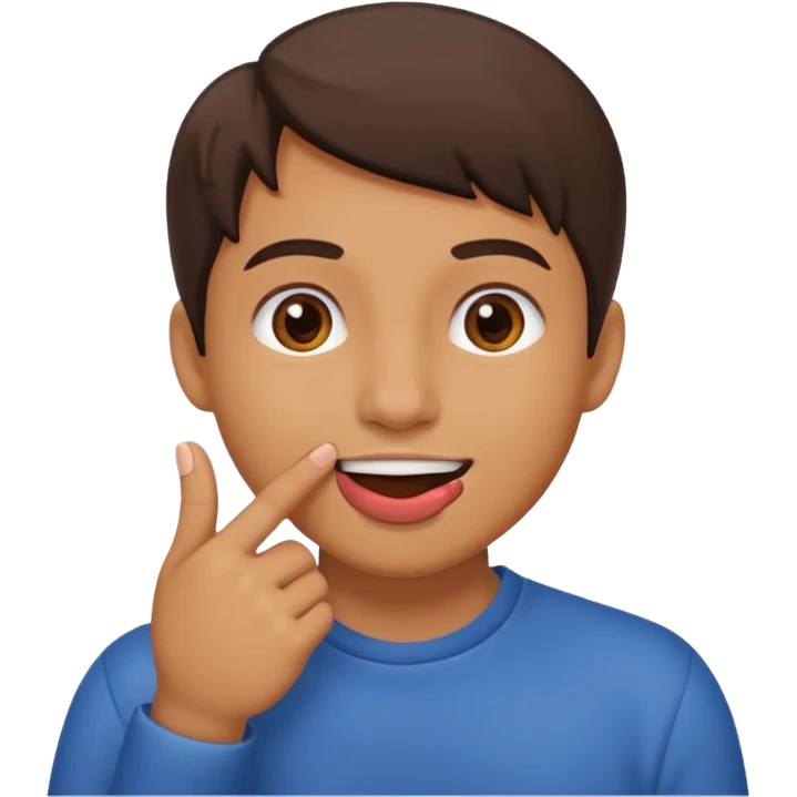 Quiero una cara con un la punta del dedo dentro de la boca modo coqueto emoji