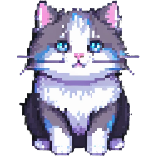 cute fluffy cat pixel art emoji
