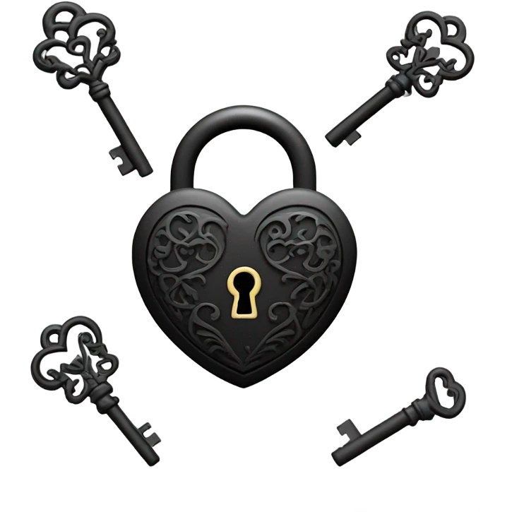 black heart-shaped lock and key emoji