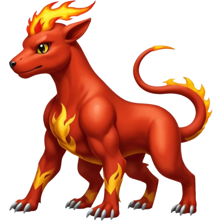 Badass cool shiny Houndoom-Charmeleon-Fakémon-hybrid-creature (full body)  emoji