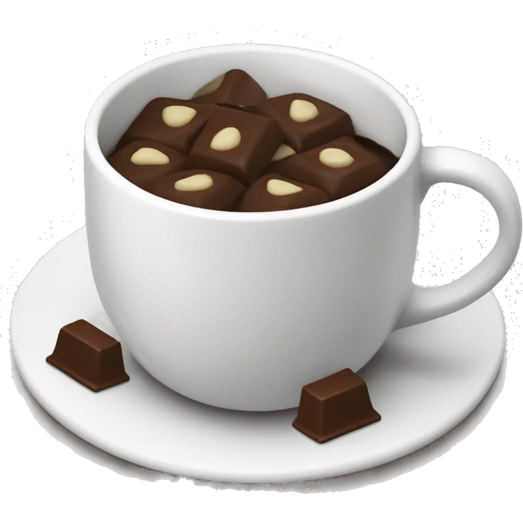 Chocolate en taza con bombones blancos emoji