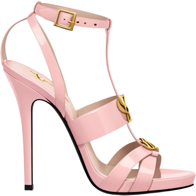 YSL TRIBUTE heels SANDAL pastel pink PATENT LEATHER emoji