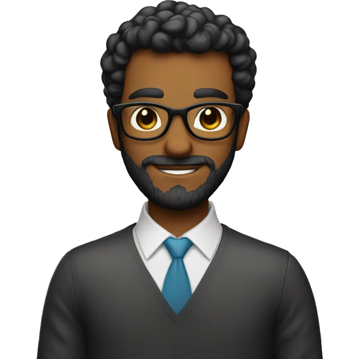 homem com  barba pretos com boina e óculos nerd. emoji