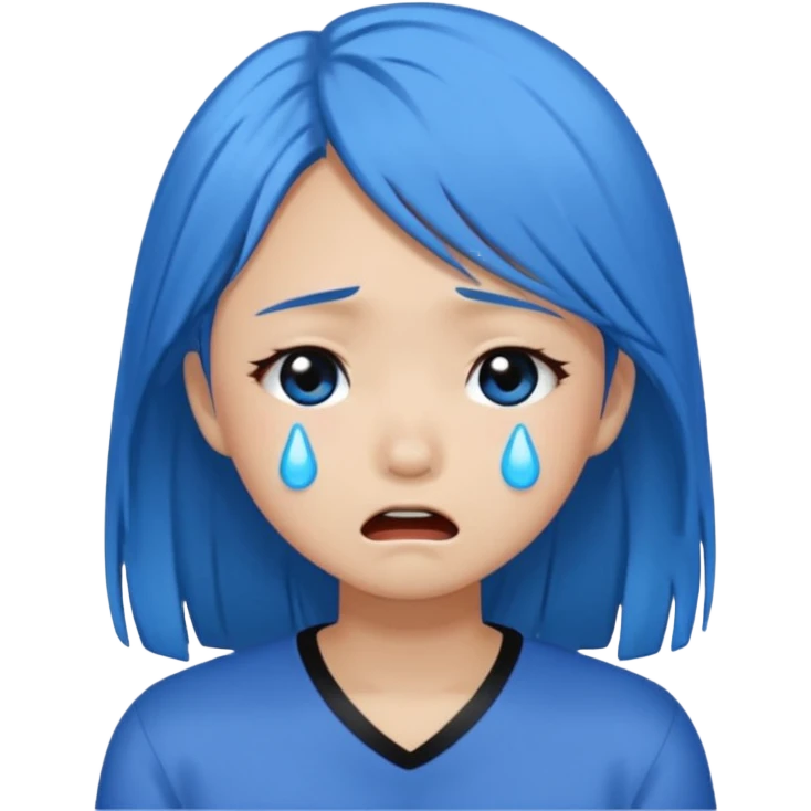 Asian girl crying more like this 😭 make the tears blue make the hair black emoji