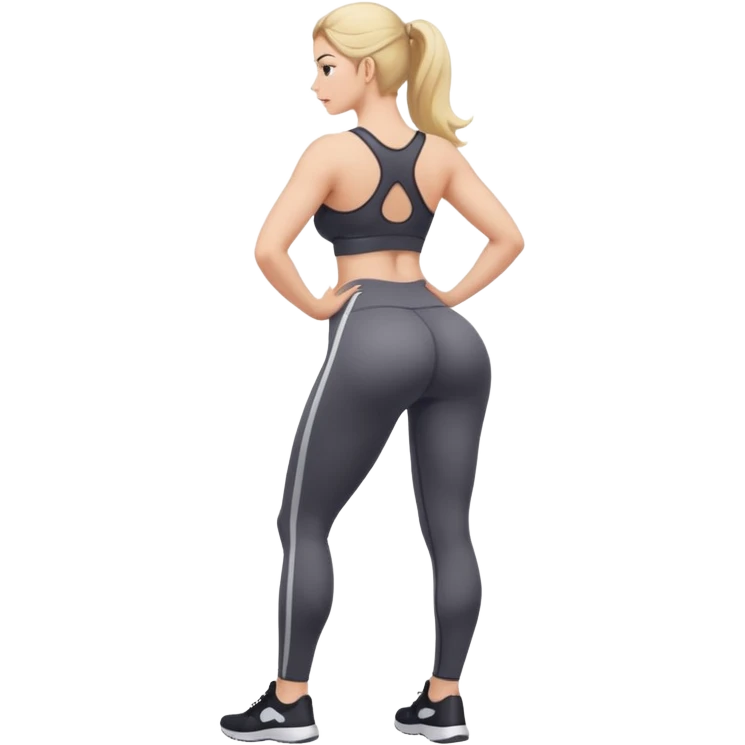 una donna Corpo intero con tette grossissime in leggings che mostra il culo emoji