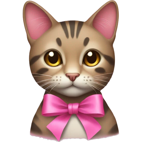 Cat with a pink ribbon emoji