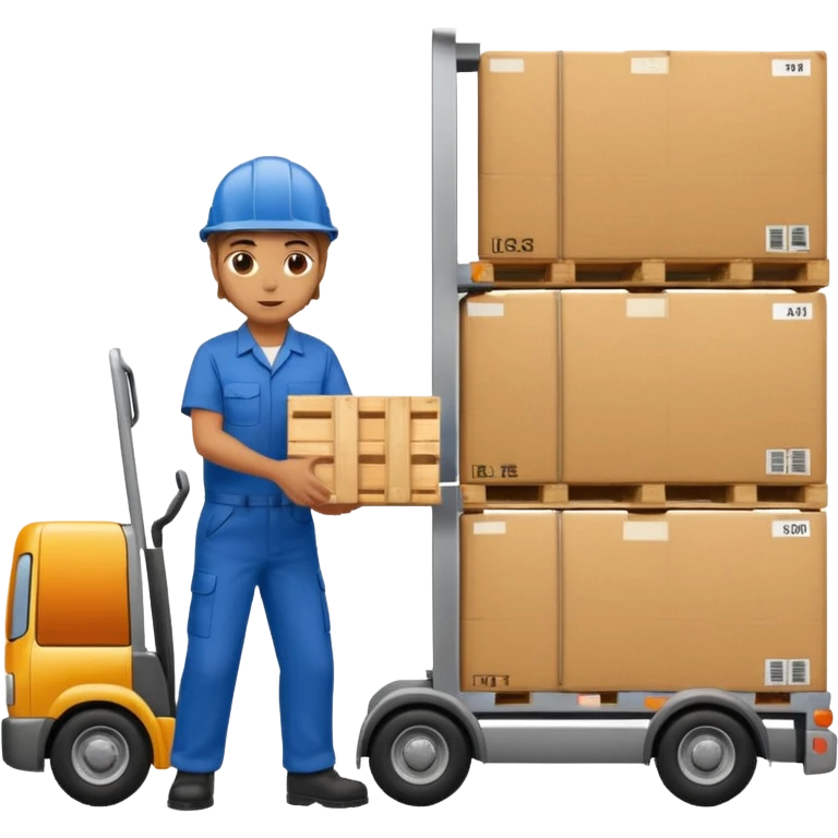Worker with pallet in truck, import emoji
