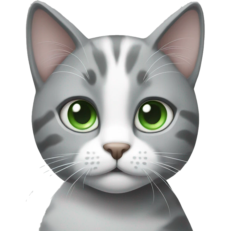 Gray and white cat with green eyes  emoji