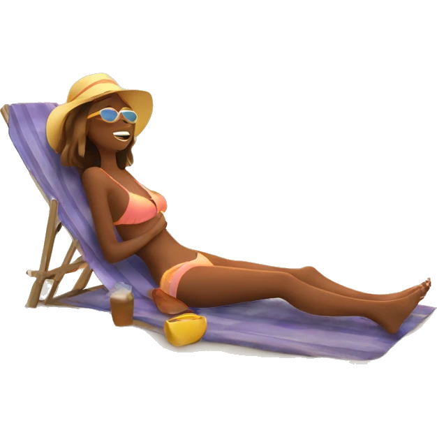 girl tanning in sun at beach emoji