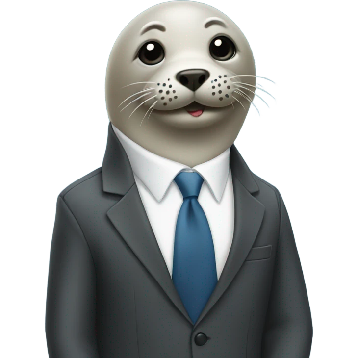 Seal wearing a suit with a poo emoji