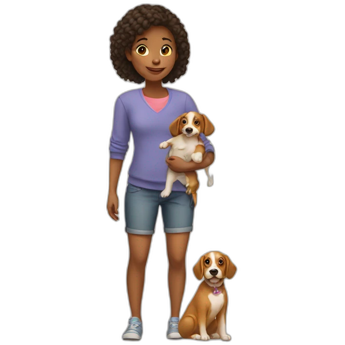 Girl-with-baby-and-dog emoji