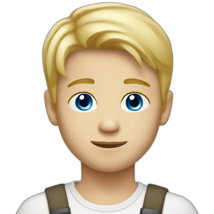 Boy-blond-short-hair-blue-eyes using tablet emoji