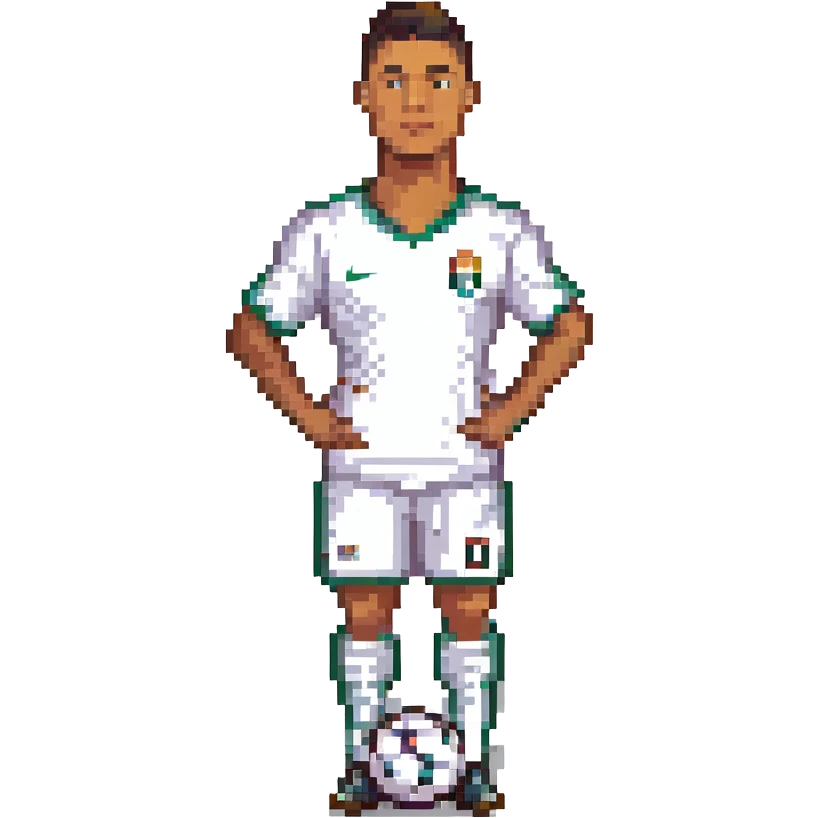 Ronaldo, pixel art style, footballer, iconic pose emoji