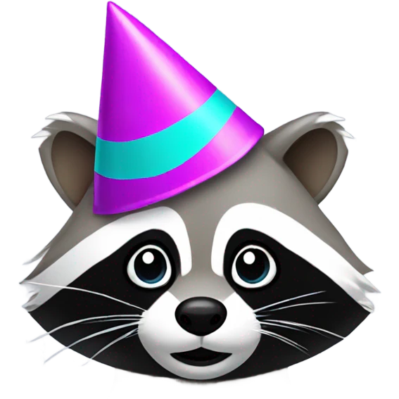 Raccoon wearing a party hat emoji