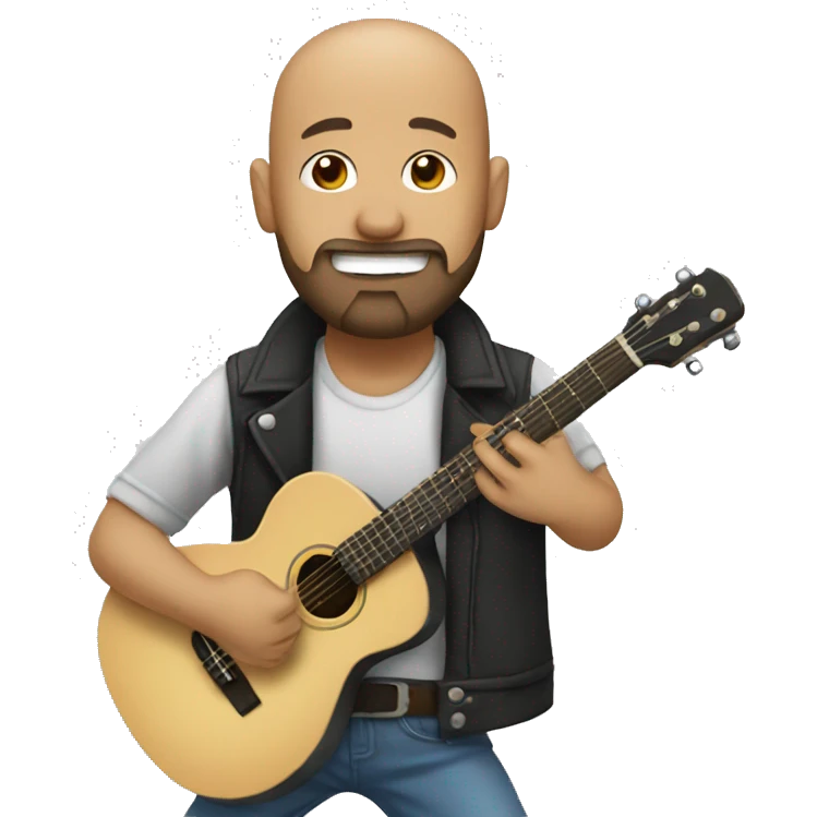 bald guy with hat and beard playing guitar  emoji