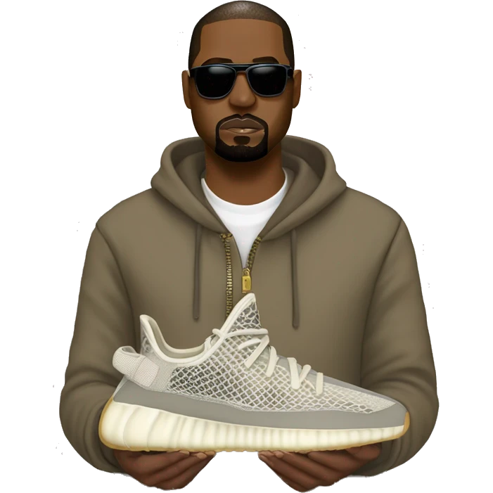 Kayne west wearing turtle dove Yeezys emoji