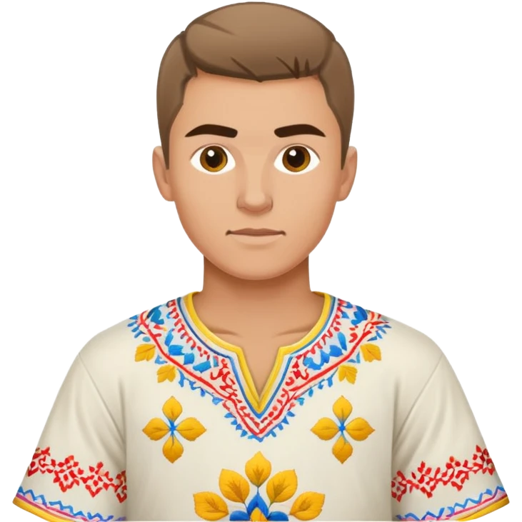 Ukrainian young man wearing traditional embroidered vyshyvanka shirt playing sports emoji
