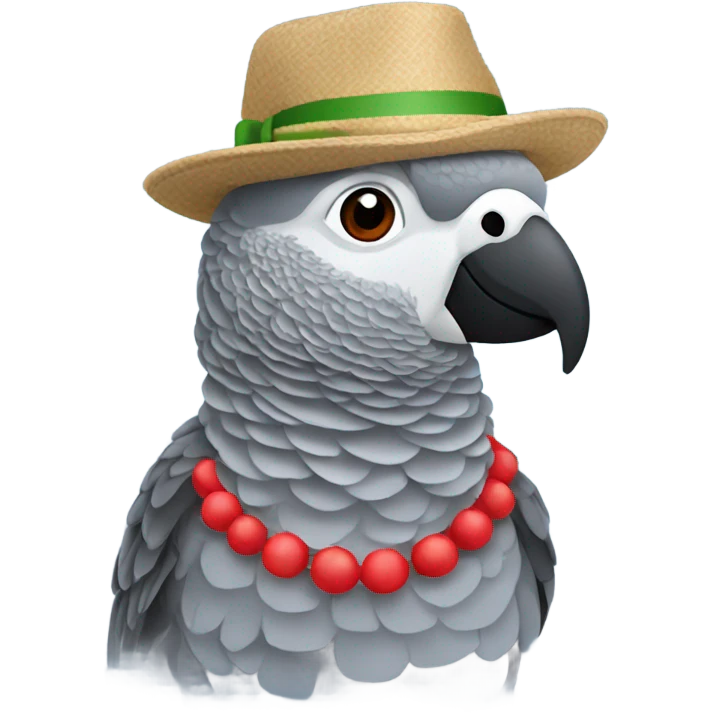 African grey with hat emoji