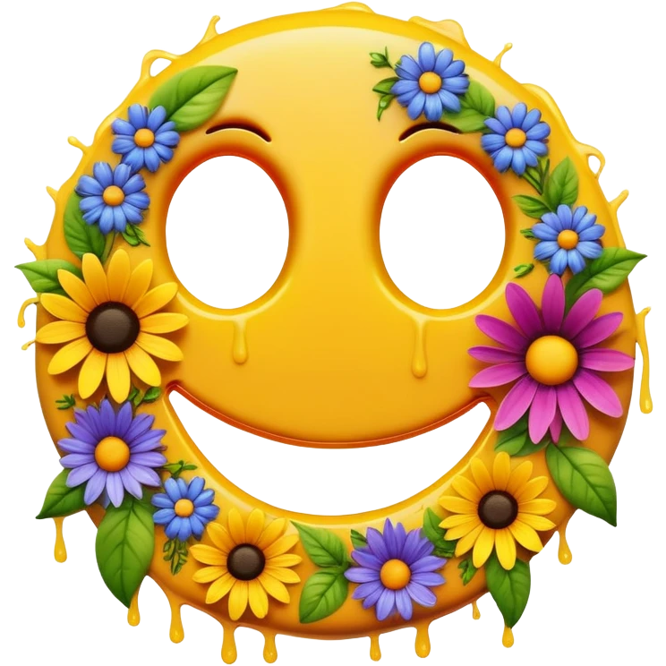 smiley melted garden flowers  emoji