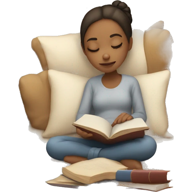 sleepy girl with a book emoji