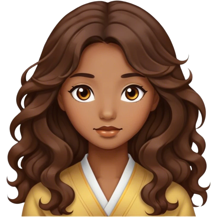 Beautiful girl,brown hair,wavy hair，long hair,Black eyes,Chinese emoji
