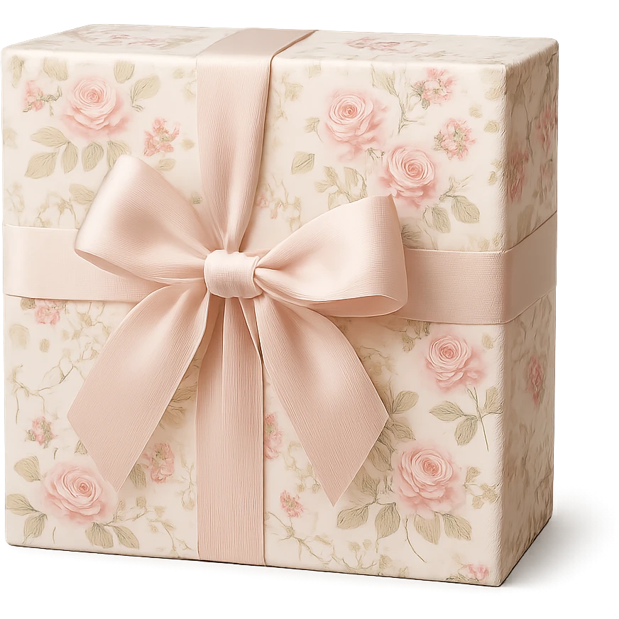 Elegant Rococo pale girly ditsy  gift box  , remove background emoji