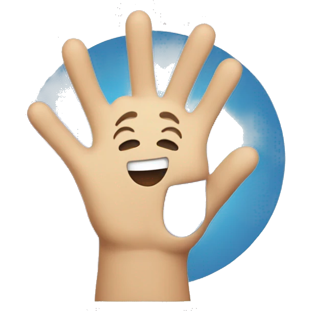 Happy face with hand  emoji