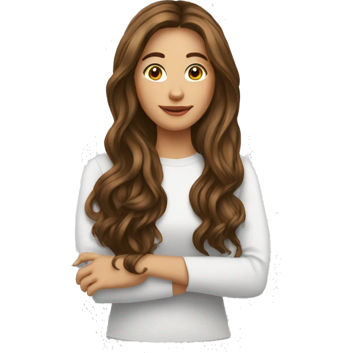 Femme cheveux long brun avec un peu de cheveux blanc emoji