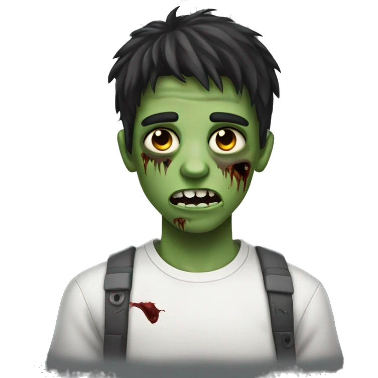 teen boy zombie with dark hair and white shirt emoji