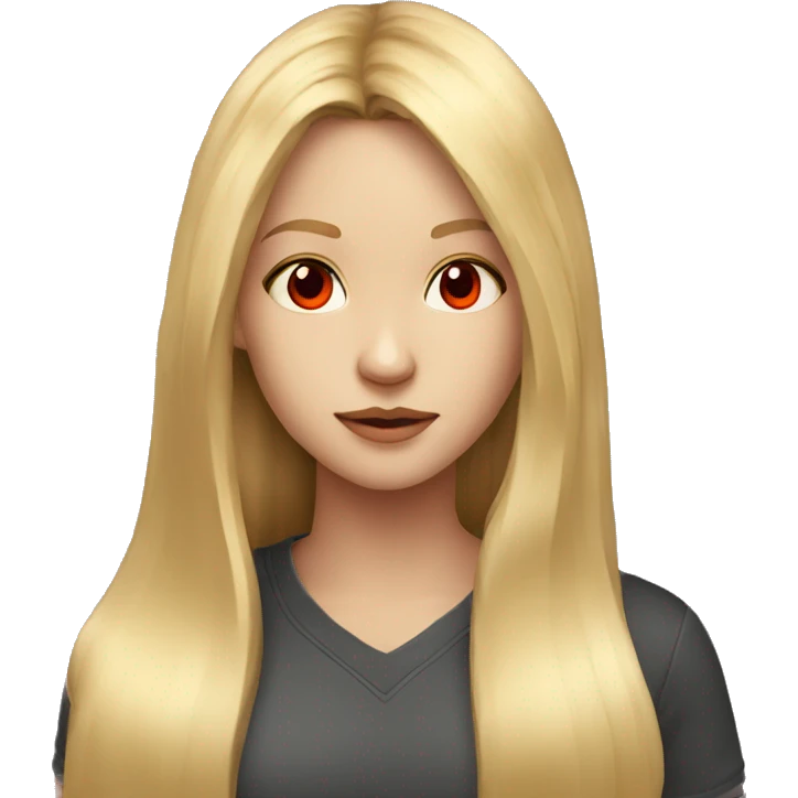 girl with long blonde hair, red eyes and face cybernetics emoji