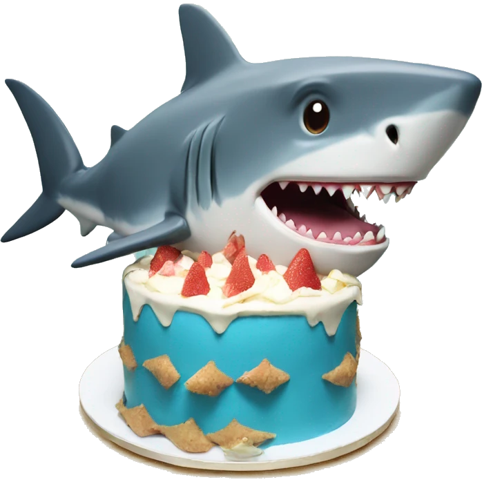 Shark eating cake emoji
