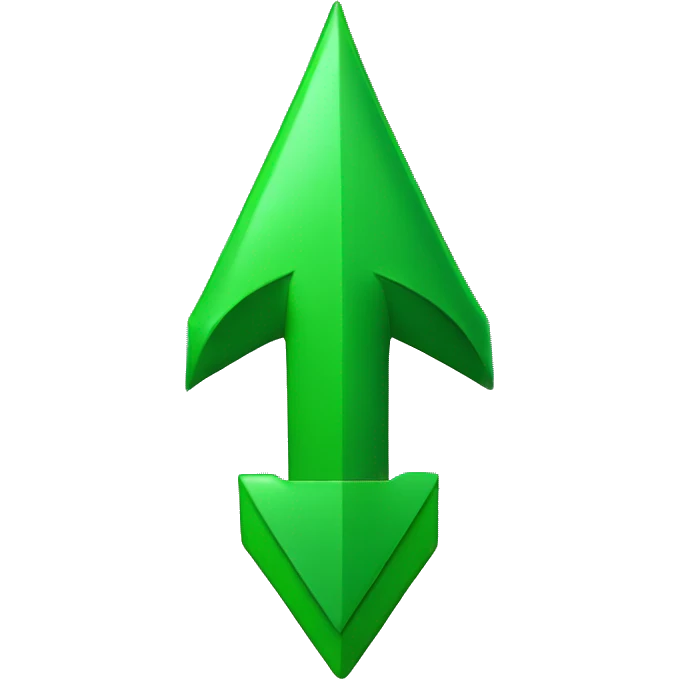arrow going up and to the right in green emoji